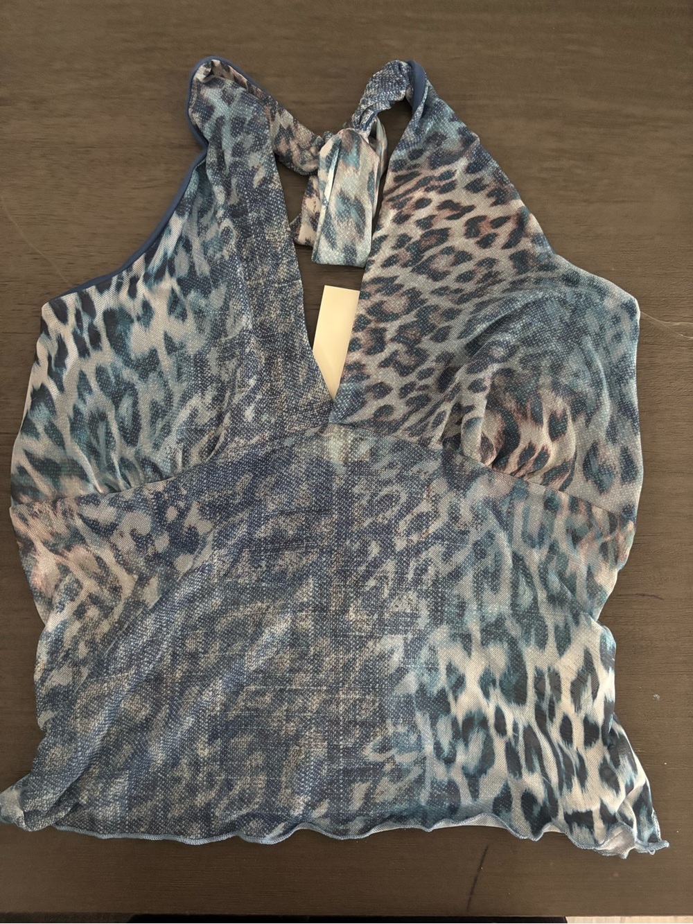 Blue Leopard Print Halter Women's Top